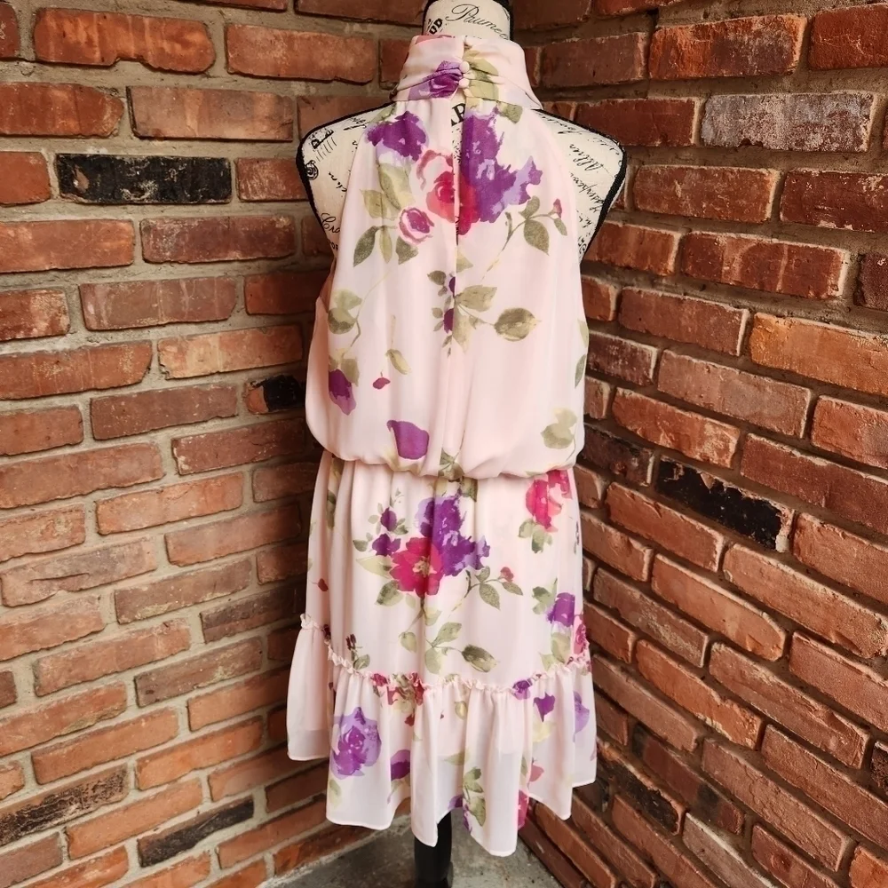 Ralph Lauren Floral Pink Halter Top Mini Dress Sizes 10 And 12 NWT - Picture 6 of 17